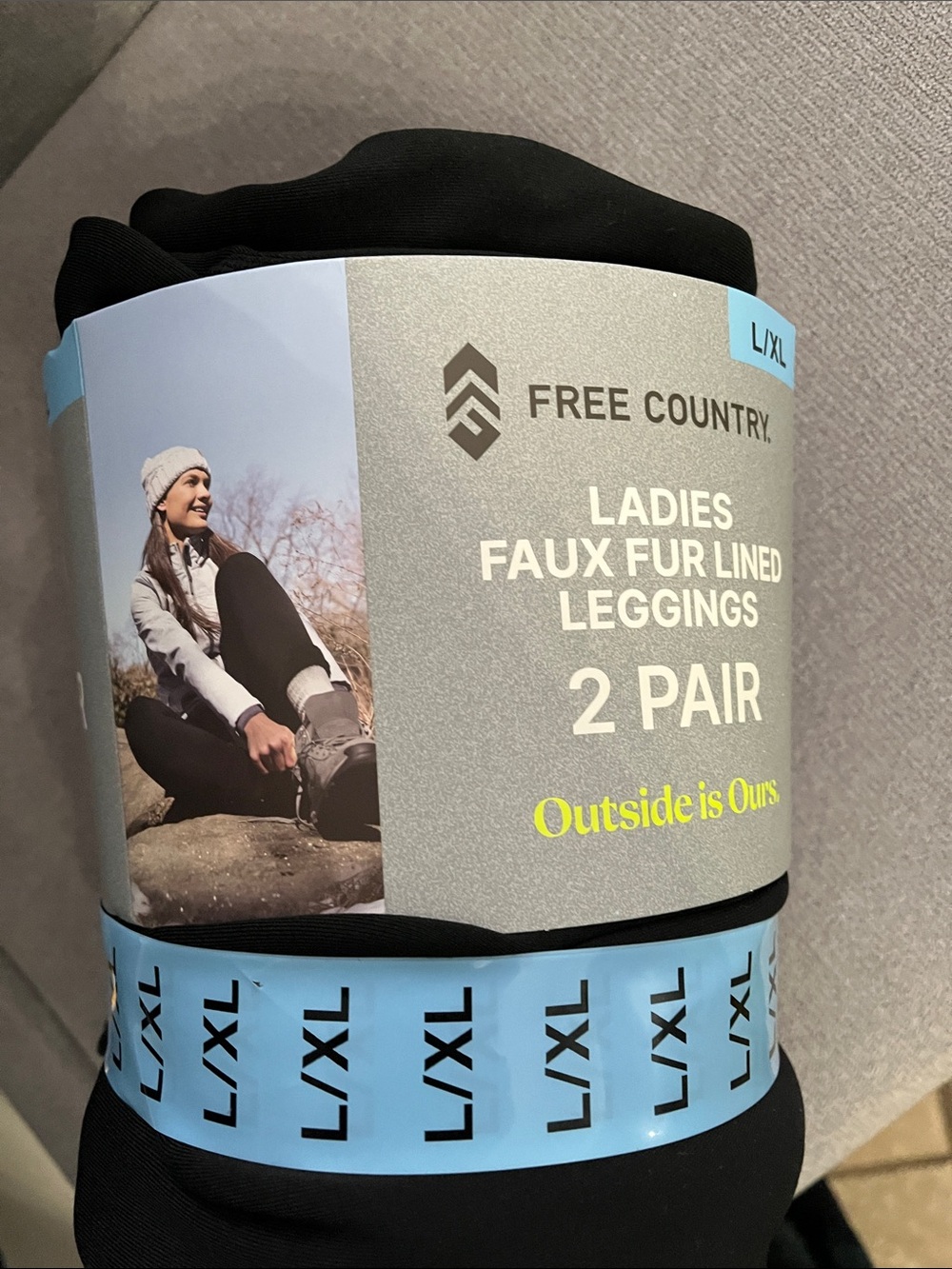Free Country Black Ladies Faux Fur Lined Leggings - 2 Pair